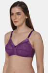 Intimacy Double Layered Non Wired Full Coverage Lace Bra - Dark Purple — thumbnail 3